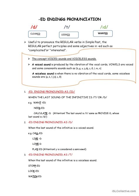 Ed Endings Pronunciation Pronunciat… English Esl Worksheets Pdf And Doc