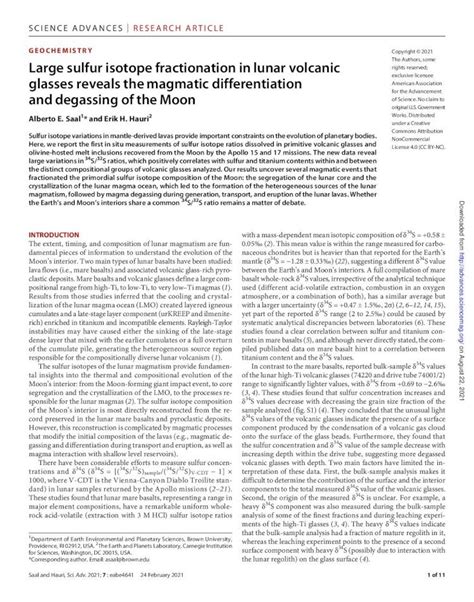 (PDF) GEOCHEMISTRY Copyright © 2021 Large sulfur isotope ...