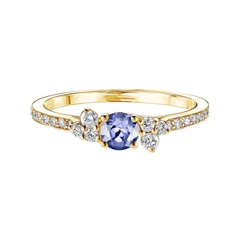 Bague Or Jaune Tanzanite Et Diamants Baby Everbloom Pav E Gemmyo