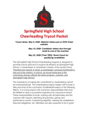 Fillable Online Tryout Dates May 9 2020 Material Videos Put On SHS