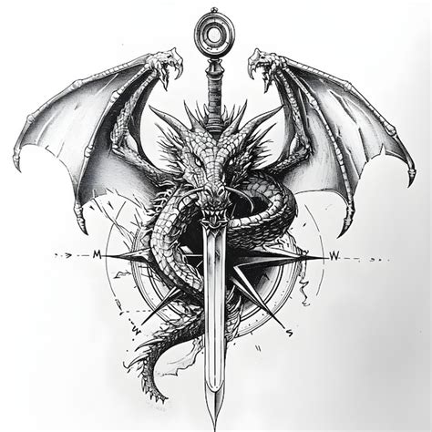 Sword for black dragon tattoo | Premium AI-generated image