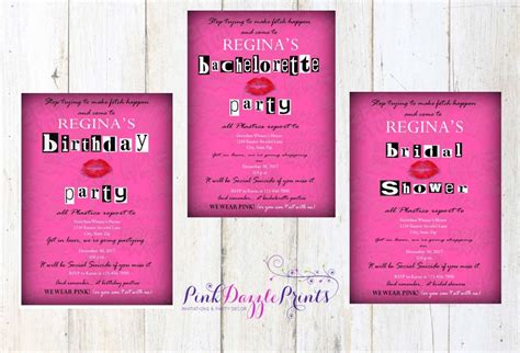 Printable Mean Girls Inspired Birthday Invitation Etsy