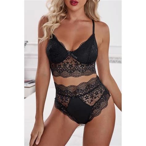 Coordonnes Ensemble Lingerie Ootday Lc Noir Dentelle Sexy Noir