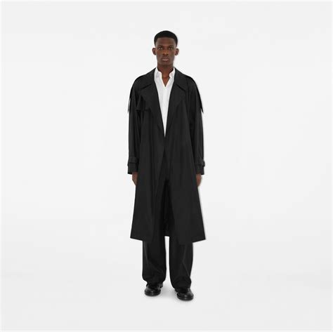 Long Silk Trench Coat In Black Men Burberry® Official