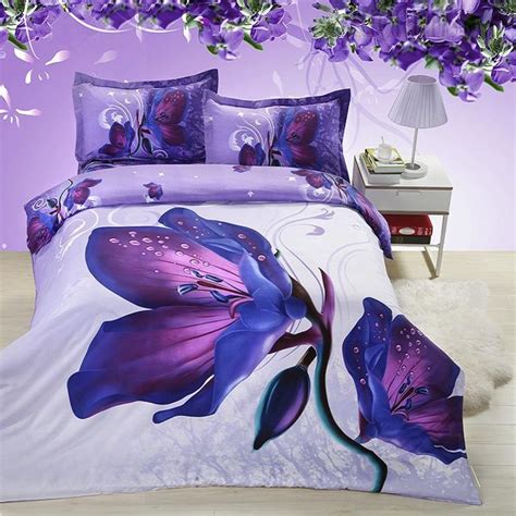 Mysterious Purple Flowers 3d Bedding Sets 3d Bedding Sets Ericdress