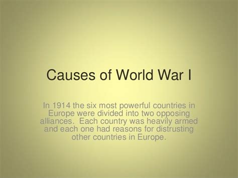 Causes of World War 1