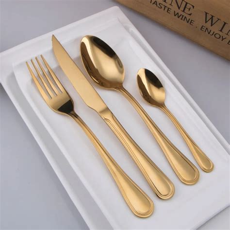 Pcs Set Luxury Cutlery Set Stainless Steel Steak Knives Fork Spoons