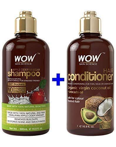 Wow Skin Science Apple Cider Vinegar Shampoo And Conditioner Set With Coconut And Avocado Oil Men