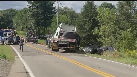 Tractor Trailer Rollover Closes Local State Route Youtube