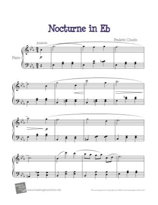 Nocturne in E Flat - Kids Free Piano Sheet Music PDF