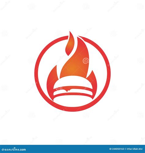 Hot Burger Fire Vector Logo Design Template Spicy Food Burger Design Template Stock Vector