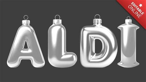 Aldi | Silver Ornaments Balls Font | Text Effect Generator