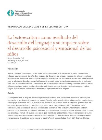 La Lectoescritura Como Resultado Del Desarrollo Del Lenguaje Y Su