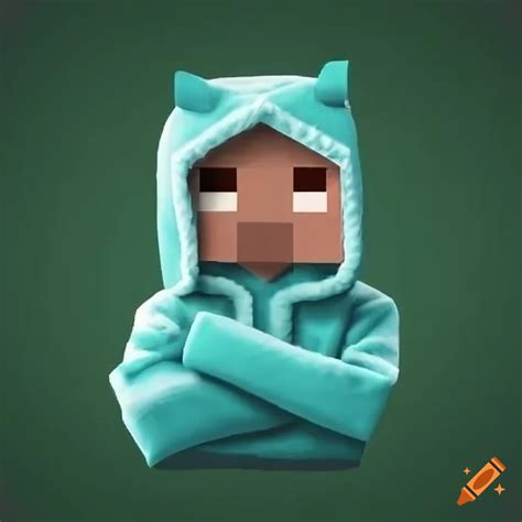 Adorable Minecraft Character In Cozy Hoodie With Blocky Scenery On Craiyon