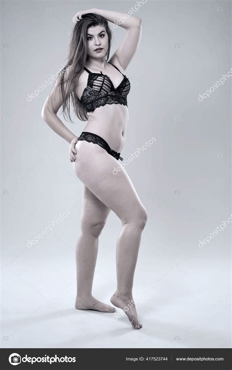 Size Glamour Model Black Lingerie Monochrome Toned Stock Photo By