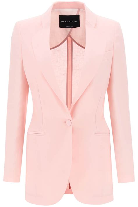 Hebe Studio Single Breasted Blazer In Linen Women