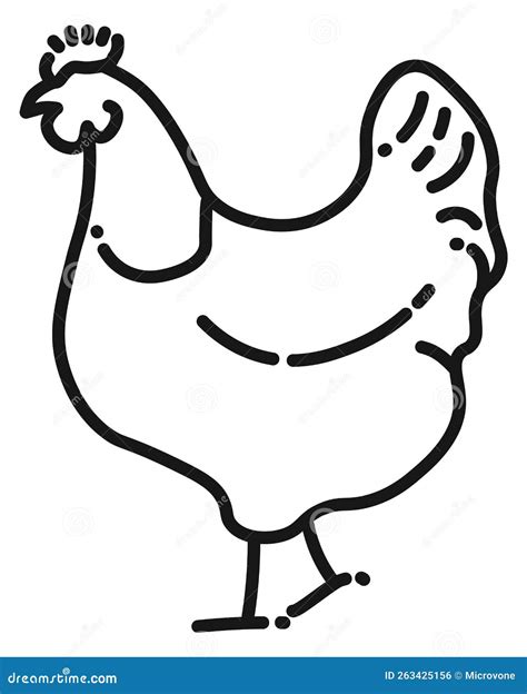 Chicken Line Icon Poultry Symbol Stock Vector Illustration Of