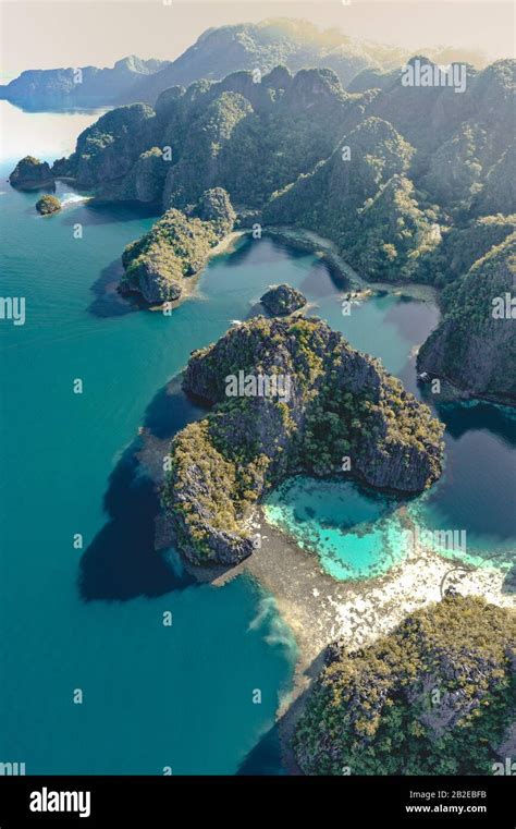 Aerial View Of Barracuda Lake In Coron Palawan Philippines Stock