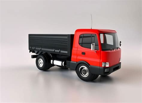 Premium AI Image | A red truck with a black cab and a black trailer.