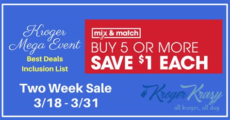 Kroger Buy Or More Save Each Mega Event Best Deals Inclusion List