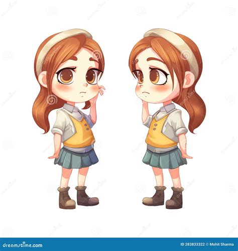 Generative Ai Girls With Backpacks In School Anime Stock Photography