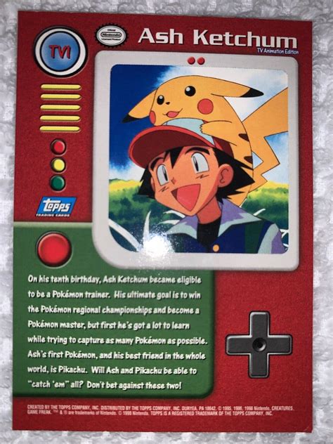 Mavin Ash Ketchum Topps Pokemon Card Tv Blue Logo Tv Animation