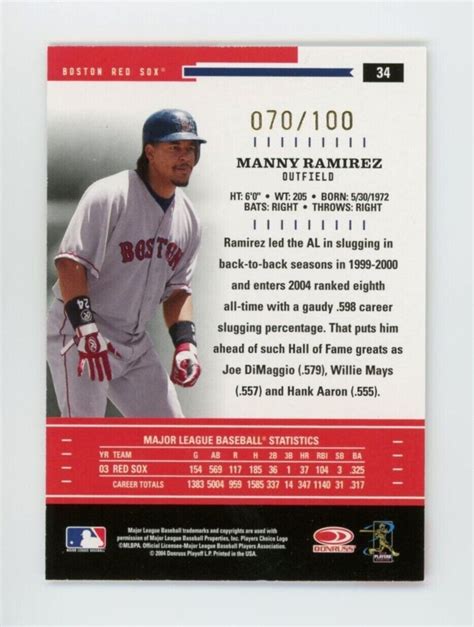 2004 Donruss Throwback Threads Gold Proof 34 Manny Ramirez 100 EBay