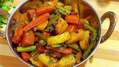 Beans Gajar Aloo Ki Sabzi Carrot Beans Potato Sabzi Carrot Beans And