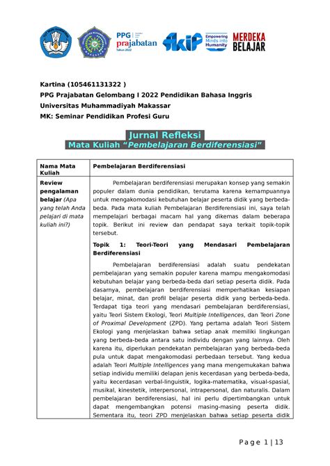 Contoh Jurnal Pembelajaran Ppg 2024 Modul 1 Pembelajaran