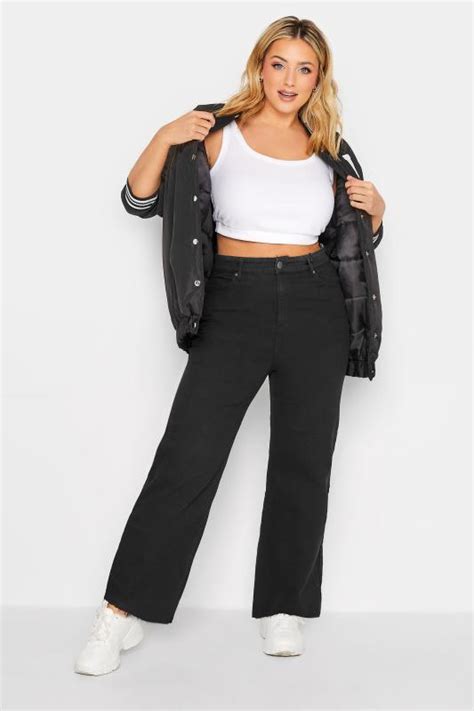 Plus Size Black Stretch Wide Leg Jeans Yours Clothing