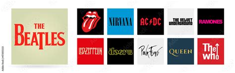 Logos of the most famous music bands in the world, vector editorial ...