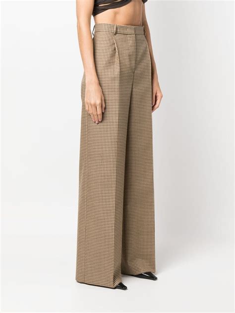 Msgm Check Pattern Wool Palazzo Pants Brown Farfetch