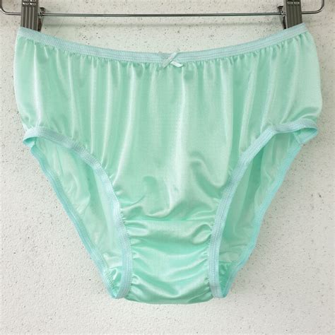 Vintage Slippery Nylon Panty Soft Green Bikini Sheer Brief Size Hip