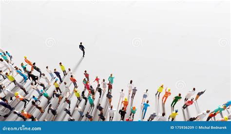 Businessman Leader Leading A Large Group Of People Stock Illustration