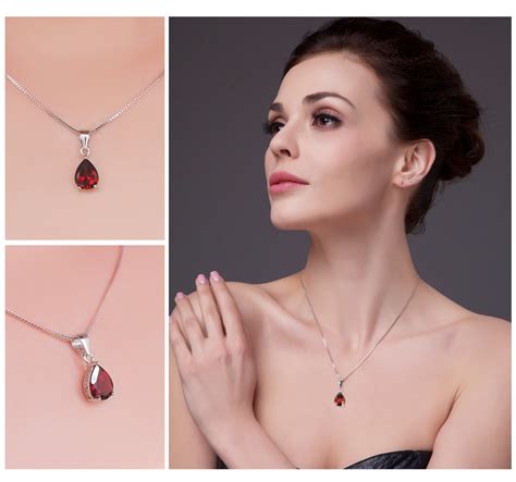 2 15 Ct Pear Red Garnet Solitaire Pendant Necklace In 925 Sterling