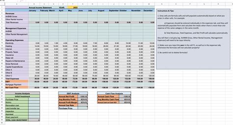 Airbnb Rental Income Statement Tracker With Expense Bookkeeping Cap