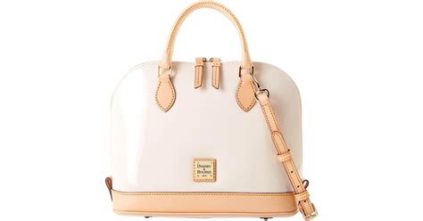 Dooney Bourke Leather Patent Zip Zip Satchel In Ivory White Lyst