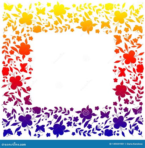 Quadro Quadrado As Flores Coloridas No Fundo Branco Imagem De Stock