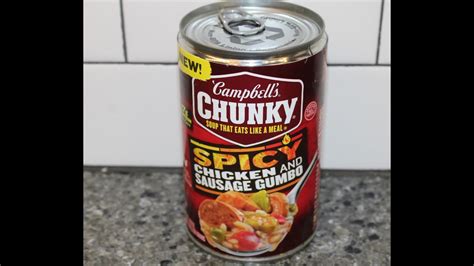 Campbells Chunky Soup Spicy Chicken And Sausage Gumbo Review Youtube