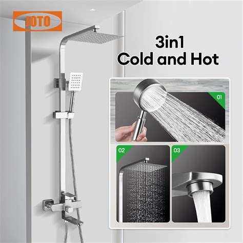 JOTO In Stainless Steel Shower Set With Faucet Rainfall Shower Set Hot And Cold Shopee
