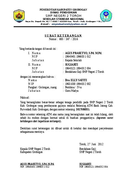 Detail Surat Keterangan Ganti Nama Koleksi Nomer