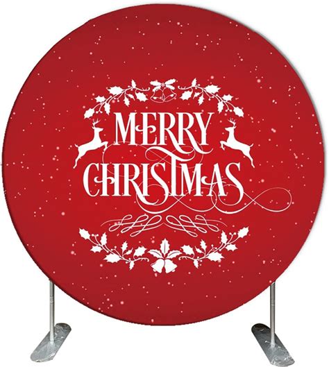 Amazon Renaiss Red Christmas Round Backdrop Cover 6 Ft White Snow