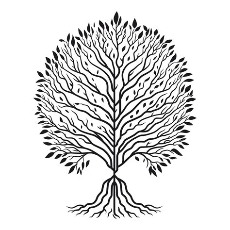 The Tree Of Life Black And White Vector Illustration Tree Of Life Is