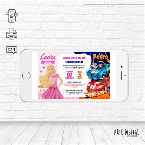 Convite Virtual Barbie Hot Wheels Temas Elo