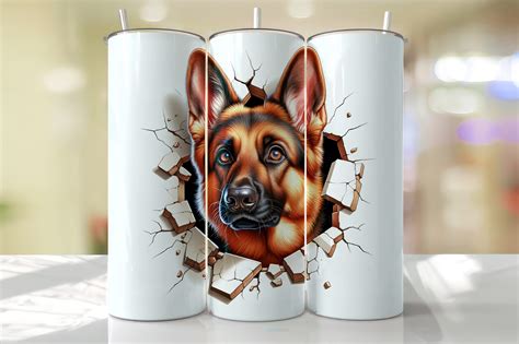 German Shepherd Peeking Tumbler Wrap Graphic By Thedigitalstore