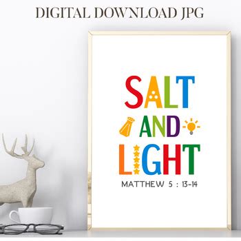 Bible Verse Poster Salt And Light Matthew 5 13 14 Classroom Wall Art