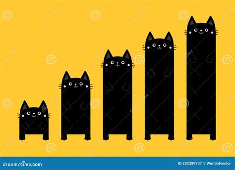 Black Cat Column Diagram. Funny 5 Steps Infographics Template. Growing Charts. Bar Chart Graph ...