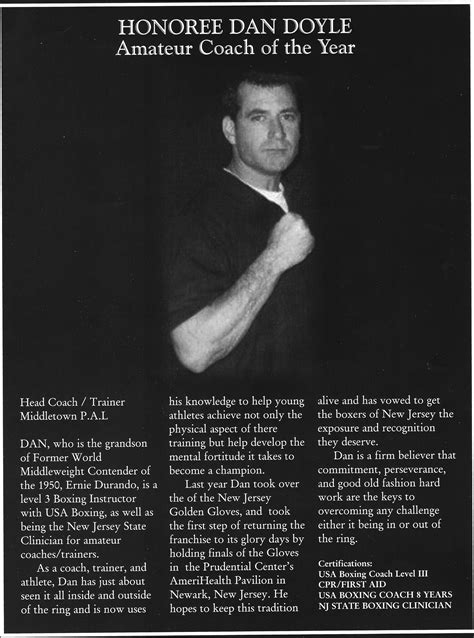 DAN DOYLE New Jersey Boxing Hall Of Fame