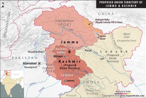 Maps Of The Union Territories Of Jammu Kashmir And Ladakh Proposed