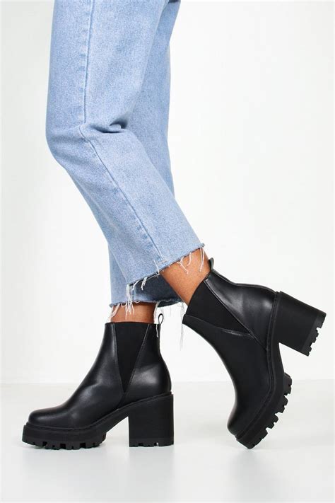 Wide Fit Chunky Block Heel Chelsea Boots Boohoo Uk